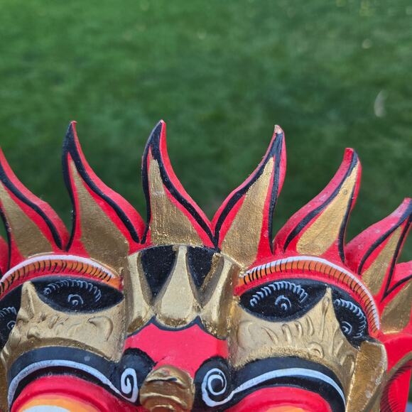 Vintage Indonesian Bali Rangda Hand Carved Wooden Mask Mythology Wall Art - Picture 12 of 16